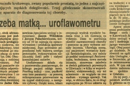 Notatka prasowa o stworzeniu Uroflawometru - Dziennik Zachodni 1991r.